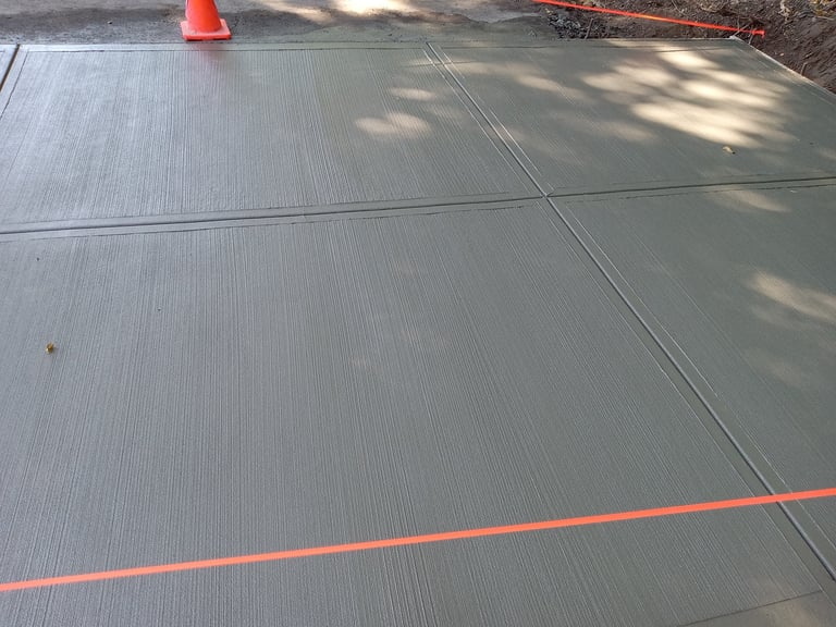 Broom finish concrete driveway